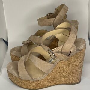 Jimmy Choo women’s platform wedge sandles, cork wedge size 38